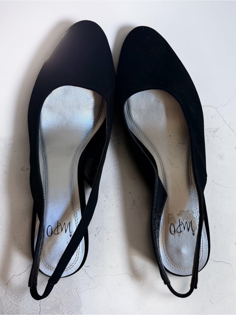 Impo Veronia Black Slingback Pumps Size 9M 3” Heel Classic Career Dress Shoes - Picture 3 of 8